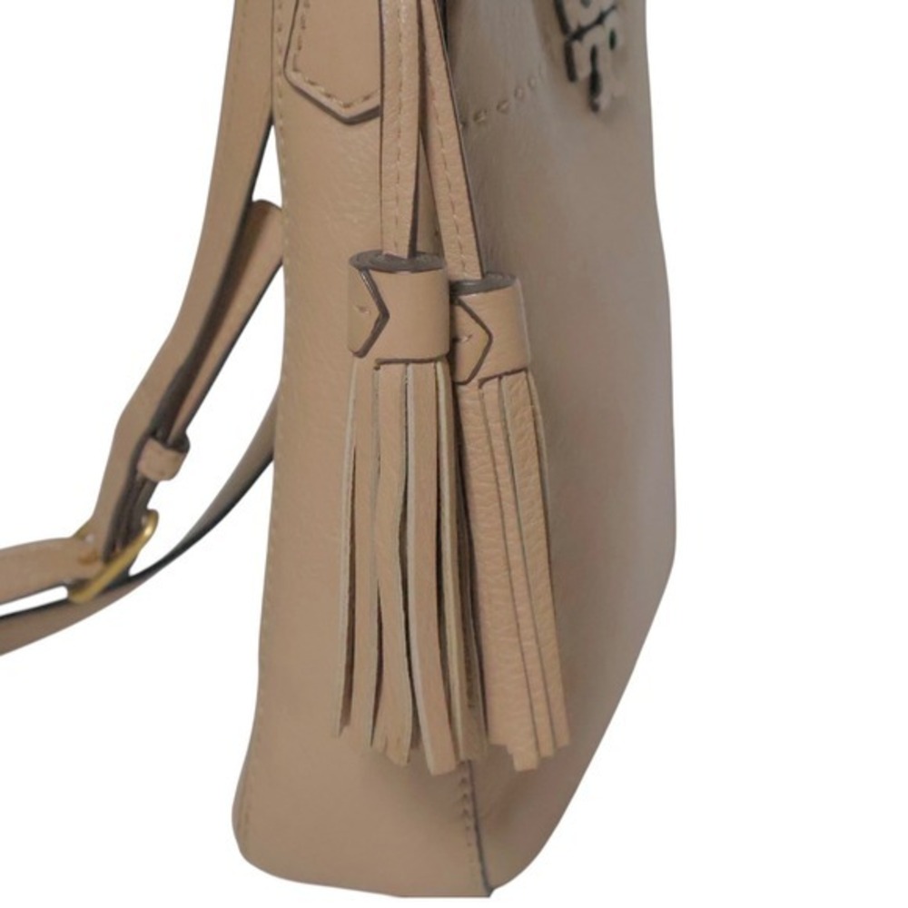 Tory Burch Beige Leather Crossbody Bag with Tassel - Picture 7 of 15